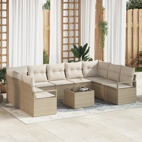 Set de Sofa de Grădină de 10 Piese cu Perne din Poliratan Maro