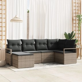 vidaXL Set de canapele pentru grădină 6 pcs Gri Rattan poli