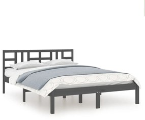 3105387 vidaXL Cadru de pat, gri, 140x190 cm, lemn masiv