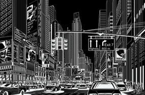 Fototapet, Cartoon City, Black, Rebel Walls