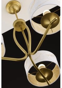 Jupiter 2109 - Lustru pe tijă KASZMIR 3xE27/15W/230V alb/auriu/decor de marmură