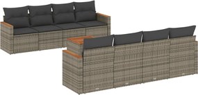 vidaXL Set canapele de grădină, 9 piese, cu perne, gri, poliratan