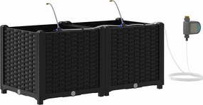 vidaXL Vază pentru Grădină 2 pcs Negru Oțel