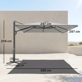 Outsunny Umbrelă Suspendată 3.6x3 m Rotativă și Inclinabilă Gri Deschis | Aosom Romania