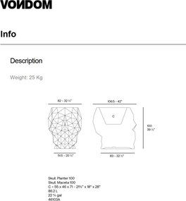 Ghiveci plante design decorativ modern exterior/interior SKULL 107x82x100cm