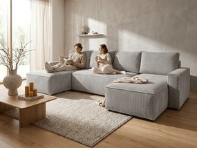 Coltar in forma de U SMART COSARO 295x140 cm, gri deschis