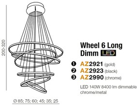 Lustra LED dimabila design modern casa scarii Wheel 6 Long crom