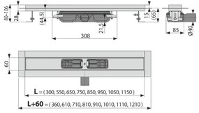 Rigolă de duș, Alcadrain, Professional low, fără grătar, 75 cm