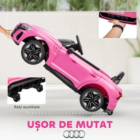 HOMCOM Mașină Electrică pentru Copii de 5 Ani cu Licență Audi cu Telecomandă Roz | Aosom Romania