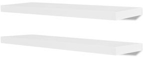 2 Rafturi suspendate perete biblioteca depozitare DVD din MDF, alb 2, Alb, 80 cm