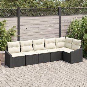 vidaXL Set de canapele pentru grădină 6 pcs Negru Rattan poli