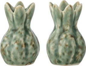 Set solniță și pipernița din ceramică verde cu finisaj texturat, 5×7 cm, „Cyrill"