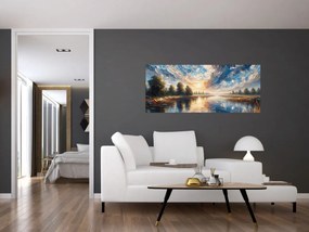 Tablou - Pictură cu soarele deasupra apei (120x50 cm)