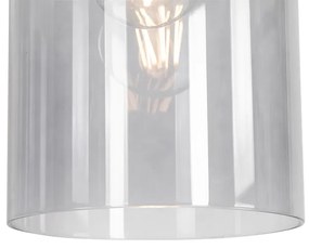 Lampă suspendată vintage neagră cu sticlă fumurie - Vidro