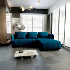 Colțar extensibil dumonde cu ladă de depozitare si sezut confortabil din spuma high-density, Malta Enjoy Petrol II 235x185 cm