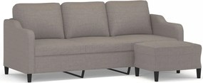 vidaXL Canapea cu 3 locuri și taburet, taupe, 180 cm, material textil