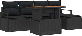 vidaXL Set de masă pentru grădină cu pernă 6 pcs Negru și Maro