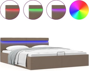 vidaXL Cadru pat hidraulic cu ladă și LED gri taupe 160x200 cm textil