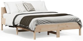 vidaXL Cadru de pat fără saltea, 135x190 cm, lemn masiv de pin