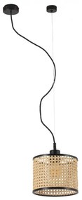Lustra pendul moderna design natural MAMBO simple 21cm negru/ratan 64315-47