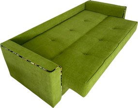 Canapea VERA extensibila, 3 locuri, lada de depozitare, stofa verde masliniu, 225x90x90 Verde masliniu, Stofa