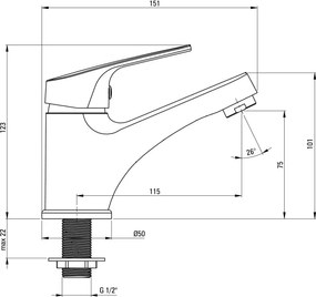 Baterie pentru chiuvetă, cu mâner, pentru apă rece sau mixtă Finisaj: Crom BEZ_020L