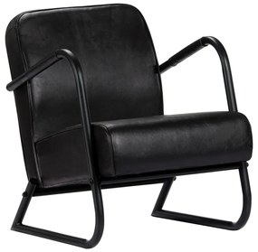 282902 vidaXL Fotoliu de relaxare, negru, piele naturală