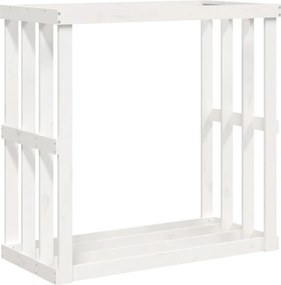 vidaXL Suport bușteni de exterior, alb, 108x52x106 cm, lemn masiv pin