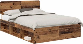 vidaXL Cadru de pat Lemn vechi 140 x 190 cm Lemn de pin masiv