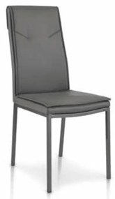 Scaun Rain, structura metalica, piele ecologica - GRI ANTRACIT