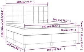 Pat box spring cu saltea, roz, 180x200 cm, catifea Roz, 180 x 200 cm, Cu blocuri patrate