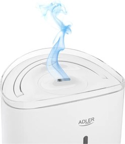 Umidificator de aer Adler AD 7971, 30 W, Pana la 20 m², 5 litri, 150-300 ml/h, ultrasonic, Pana la 50 h cu o umplere, Alb