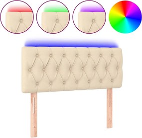 vidaXL Tăblie de pat cu LED, crem, 90x7x78/88 cm, textil