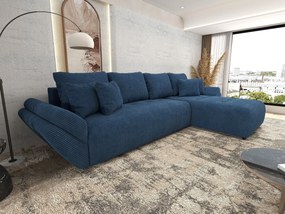 Colțar extensibil dumonde cu ladă de depozitare si sezut confortabil din spuma high-density, Berlin XL Zoom Blue 350x185 cm II
