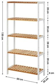 Raft baie, Songmics, Alb, 130x26x60 cm