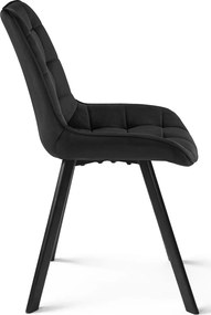 Scaun de dining SORIA VELVET cu picioare negre, neagra