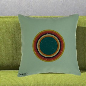 Perna Decorativa Retro Cerc Concentric Geometric Vintage, 40x40 cm, Verde, Husa Detasabila, Perna Inclusa, BEKZ®