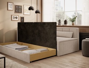 Canapea extensibila brat stanga 3 locuri, ELTAP, Fulgeo, 214x82x77 cm, lemn/catifea din poliester, bej