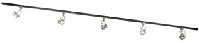 Sistem de șine cu 5 spoturi monofazate negru cu oțel - Suplux