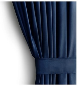 Draperie albastru-închis dimout (semi-opacă) din catifea 140x270 cm Eyelets – Restilo