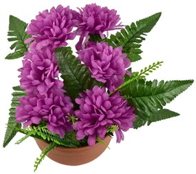 Decorație de Ziua Morților Crizanteme violete înghiveci, 23 x 22 cm