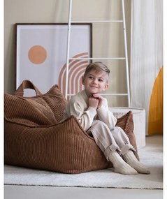 Fotoliu puf pentru copii maro cu tapițerie din catifea reiată Chair – Wigiwama