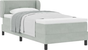 vidaXL Pat cu arcuri cu saltea Gri deschis 90 x 190 cm Catifea