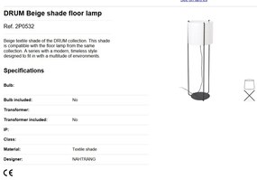 Lampa podea / Lampadar modern design elegant DRUM bej