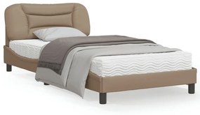 3207985 vidaXL Cadru de pat cu tăblie, cappuccino, 100x200 cm, piele ecologică