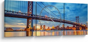 Tablou - Podul Benjamin Franklin, Philadelphia (cu ceas) (90x30 cm)