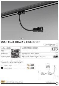 Spot LED directionabil pe sina LUMI FLEX TRACK 3Line 5W negru