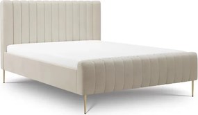 Pat tapițat Nicole 160x200 - chenille bej Perfect Harmony 07 / picioare aurii