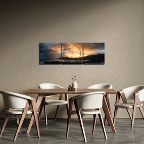 Tablou - plaja cu cerul întunecat (cu ceas) (90x30 cm)