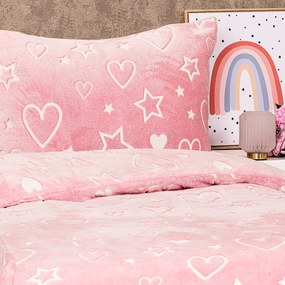 4Home Lenjerie de pat luminoasă din microflanelHeart, 140 x 200 cm, 70 x 90 cm